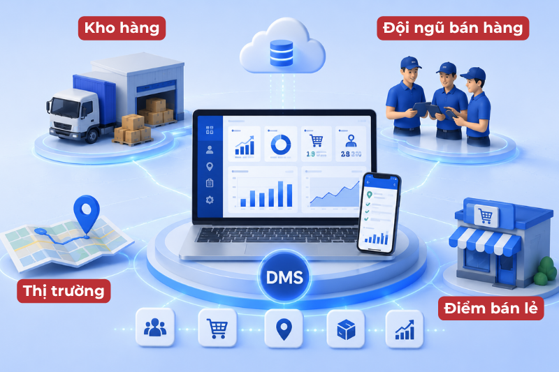 DMS kết nối dữ liệu với ERP BI và AI